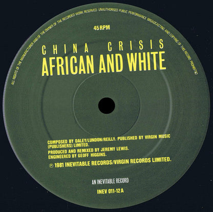 China Crisis : African And White (Remixed And Extended Version) (12", Single)