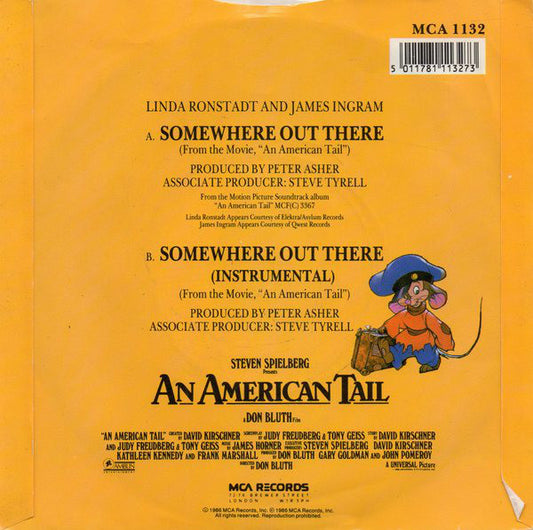 Linda Ronstadt And James Ingram : Somewhere Out There (7", Single, Sil)