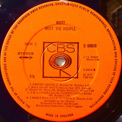 Mott The Hoople : Mott (LP, Album, RP, Sin)