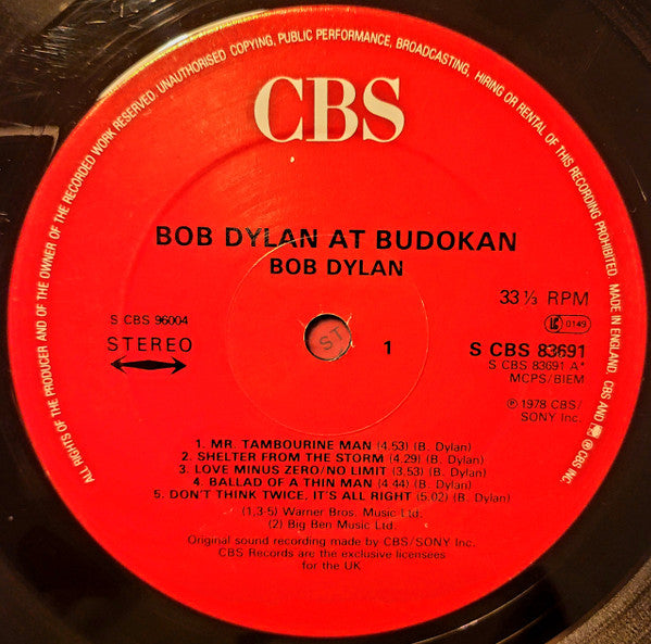 Bob Dylan : Bob Dylan At Budokan (2xLP, Album, RE, Red)