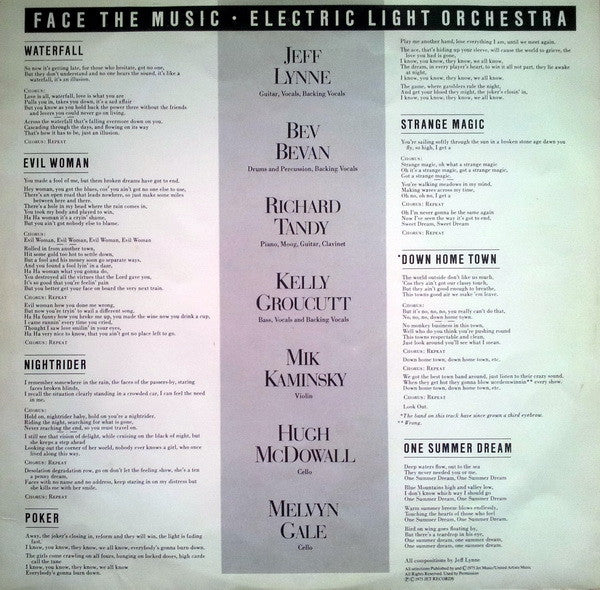 Electric Light Orchestra : Face The Music (LP, Album)