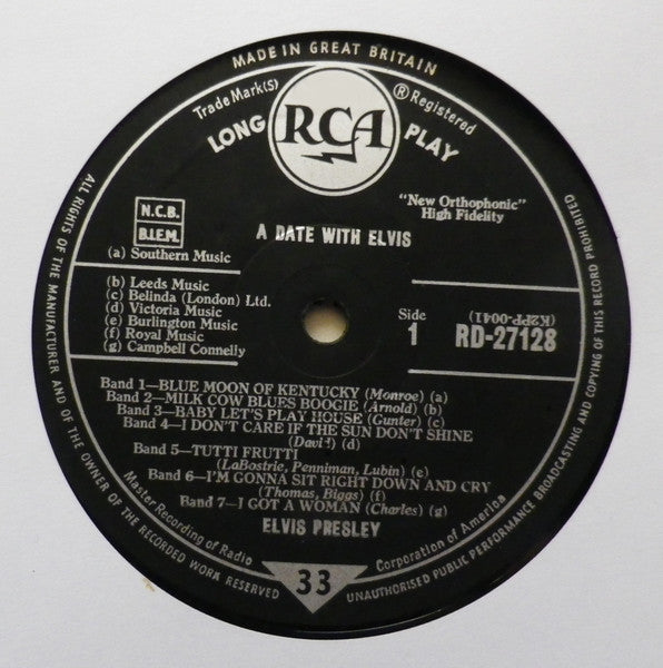 Elvis Presley : A Date With Elvis (LP, Comp, Mono)
