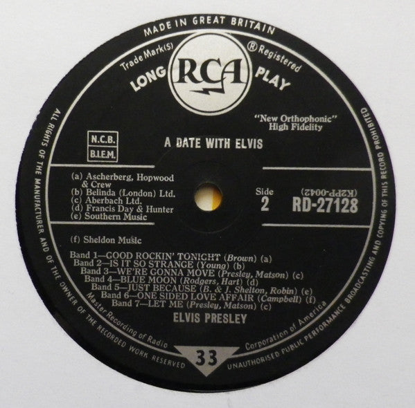 Elvis Presley : A Date With Elvis (LP, Comp, Mono)