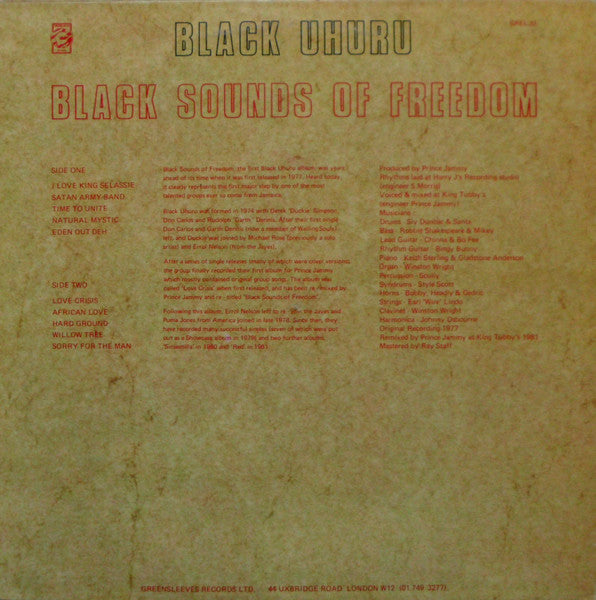 Black Uhuru : Black Sounds Of Freedom (LP, Album)