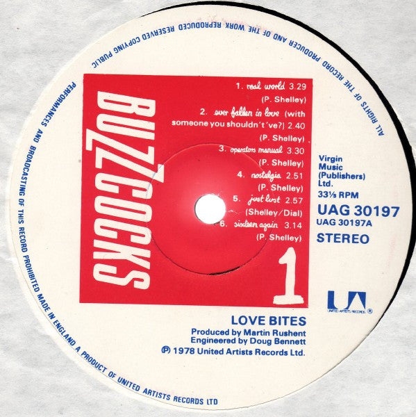 Buzzcocks : Love Bites (LP, Album, Emb)