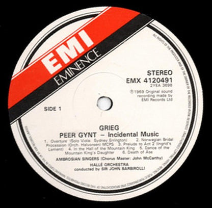 Edvard Grieg, Hallé Orchestra, Sir John Barbirolli, Sheila Armstrong, The Ambrosian Singers : Peer Gynt (LP, RE)