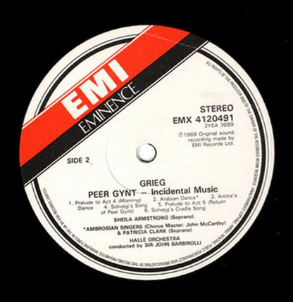 Edvard Grieg, Hallé Orchestra, Sir John Barbirolli, Sheila Armstrong, The Ambrosian Singers : Peer Gynt (LP, RE)