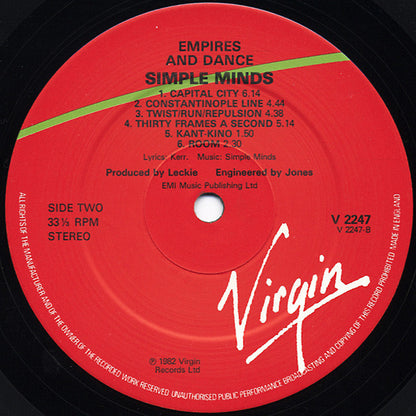 Simple Minds : Empires And Dance (LP, Album, RE)