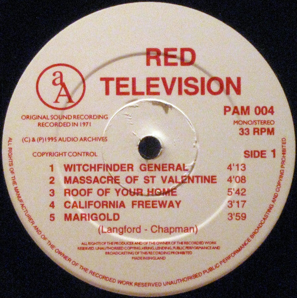 Red Television : Red Television (LP, Album, Ltd, Num, RE)