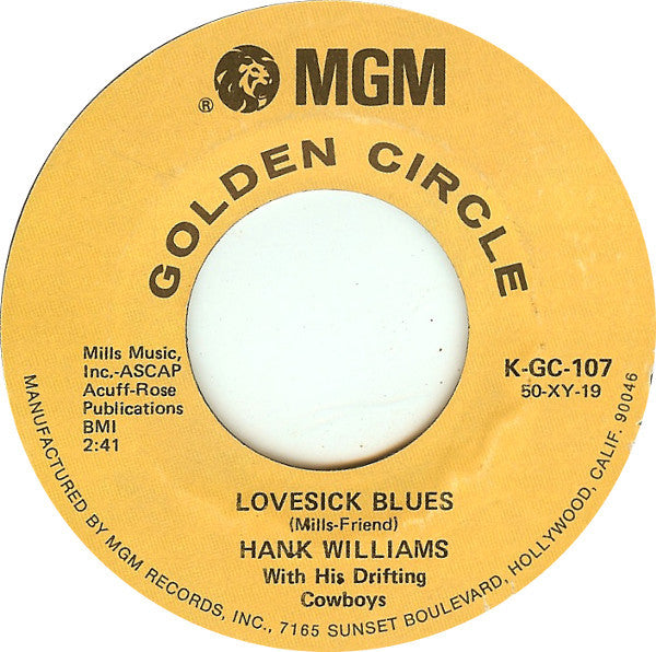 Hank Williams With His Drifting Cowboys : Your Cheatin' Heart (7", Single, RE, San)