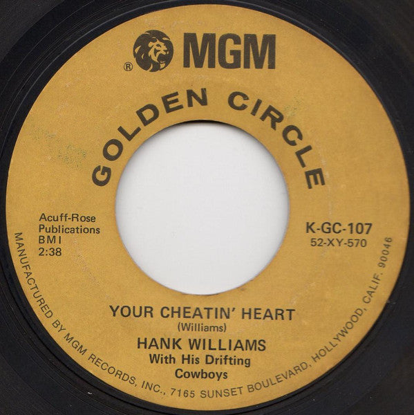Hank Williams With His Drifting Cowboys : Your Cheatin' Heart (7", Single, RE, San)