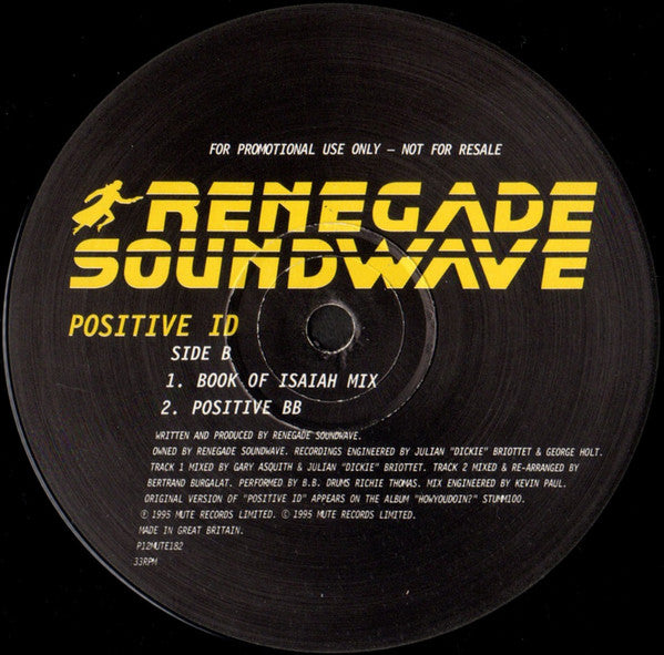 Renegade Soundwave : Positive ID (12", Promo)