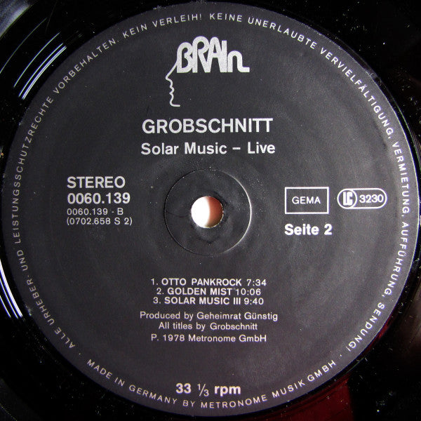 Grobschnitt : Solar Music - Live (LP, RP, Gat)