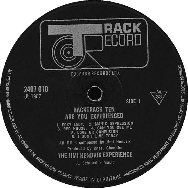 The Jimi Hendrix Experience : Are You Experienced - Backtrack 10 (LP, Mono, RE)