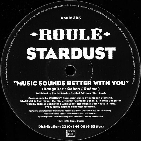 Stardust : Music Sounds Better With You (12", S/Sided, Single, Etch, RP)