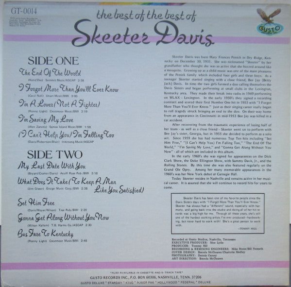 Skeeter Davis : The Best Of The Best Of Skeeter Davis (LP, Album)