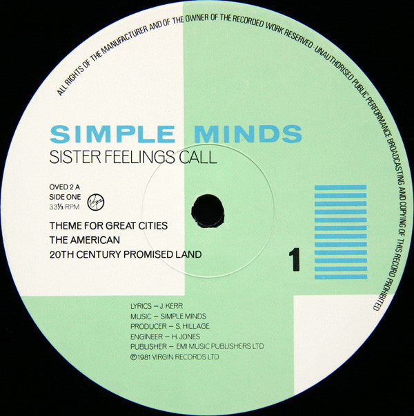 Simple Minds : Sister Feelings Call (LP, Album)