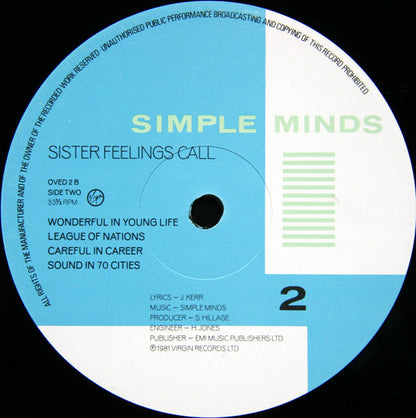 Simple Minds : Sister Feelings Call (LP, Album)