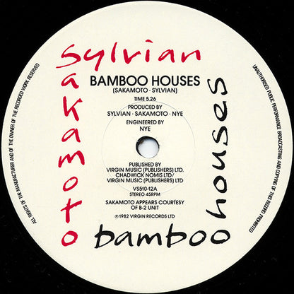 Sylvian ∙ Sakamoto* : Bamboo Houses ∙ Bamboo Music (12", Single, CBS)