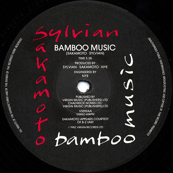 Sylvian ∙ Sakamoto* : Bamboo Houses ∙ Bamboo Music (12", Single, CBS)