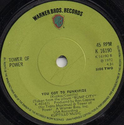 Tower Of Power : Down To The Night Club (7", Single)