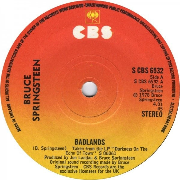 Bruce Springsteen : Badlands  (7")