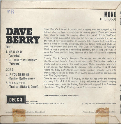 Dave Berry : Me-O-My-O (7", EP, Mono)