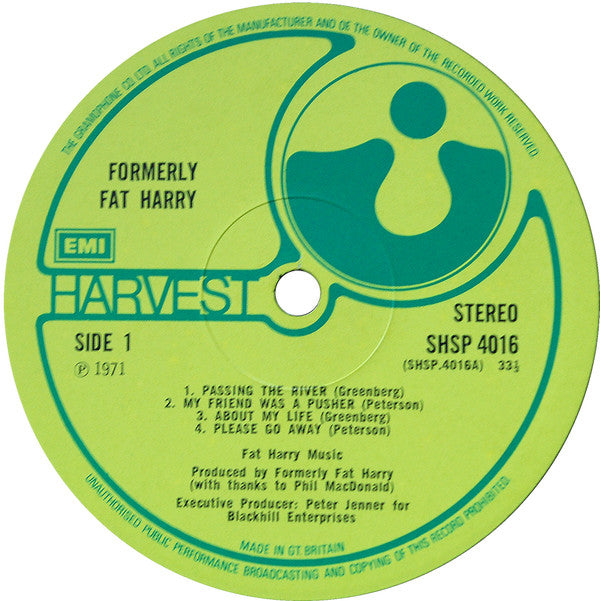 Formerly Fat Harry : Formerly Fat Harry (LP, Album)