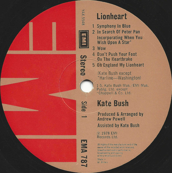 Kate Bush : Lionheart (LP, Album, Emb)