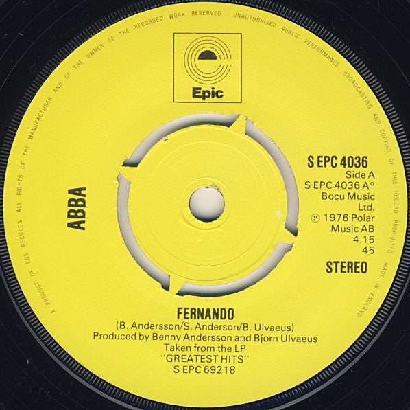 ABBA : Fernando (7", Single, Yel)