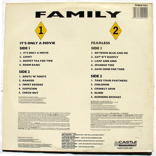 Family (6) : It's Only A Movie / Fearless (LP, Album, Comp + LP, Album)