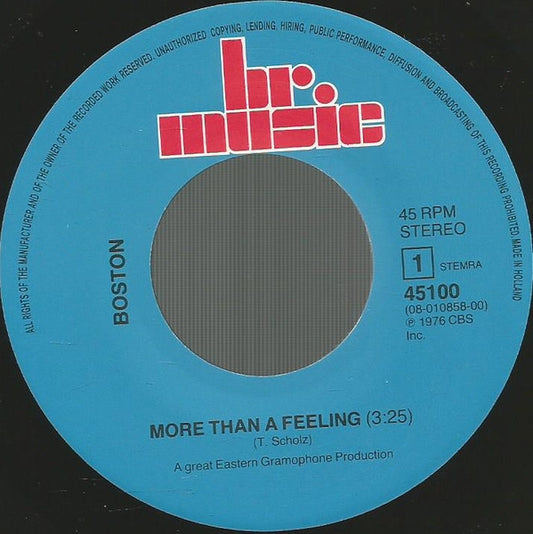 Boston : More Than A Feeling / Don't Look Back (7", Single, RE)