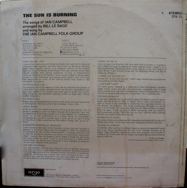 The Ian Campbell Folk Group : The Sun Is Burning (LP, Album)