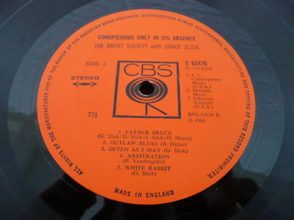 The Great Society With Grace Slick : Conspicuous Only In Its Absence (LP, Album)