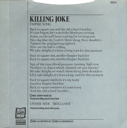 Killing Joke : Empire Song (7", Single, Gre)