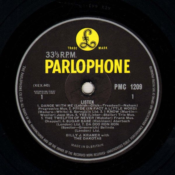 Billy J. Kramer & The Dakotas : Listen... (LP, Mono)