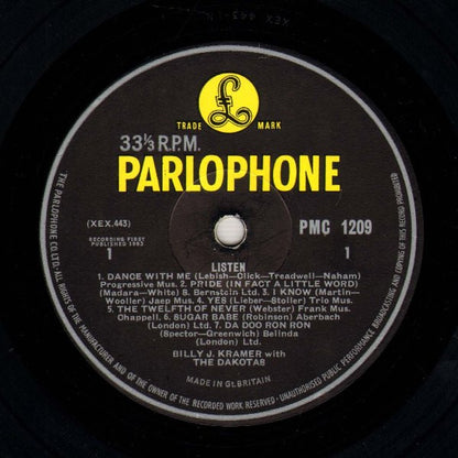Billy J. Kramer & The Dakotas : Listen... (LP, Mono)