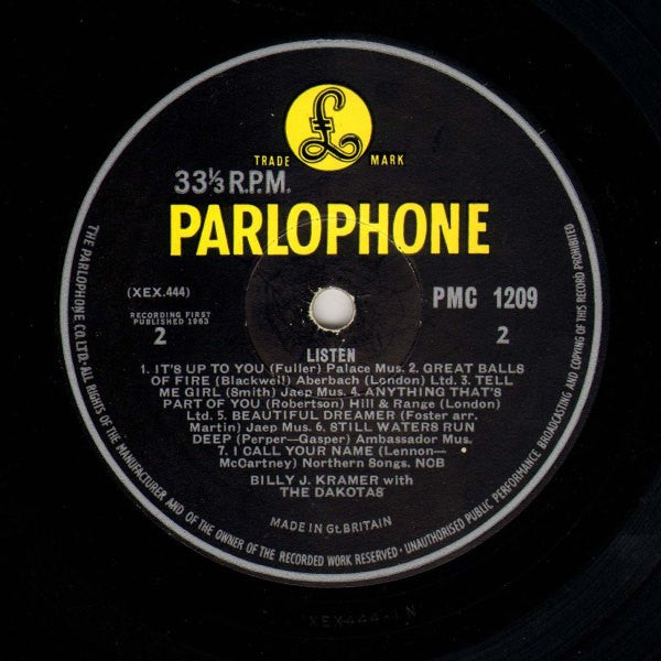 Billy J. Kramer & The Dakotas : Listen... (LP, Mono)