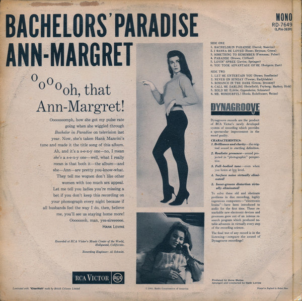 Ann-Margret* : Bachelors' Paradise (LP, Album, Mono)