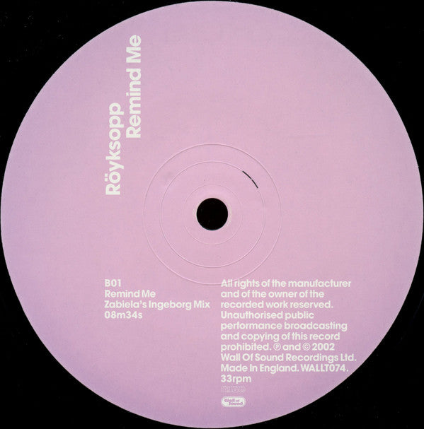 Röyksopp : Remind Me (12")
