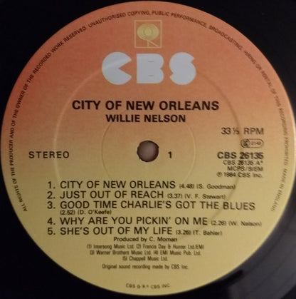 Willie Nelson : City Of New Orleans (LP, Album)