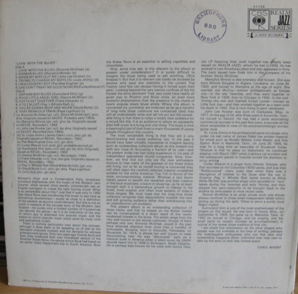 Various : Living With The Blues (LP, Comp, Mono, RE)
