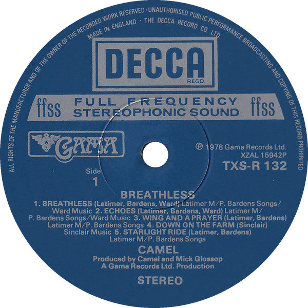 Camel : Breathless (LP, Album)