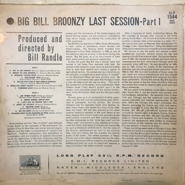 Big Bill Broonzy : Last Session Part 1 (LP, Album, Mono)