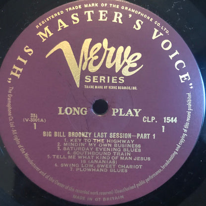 Big Bill Broonzy : Last Session Part 1 (LP, Album, Mono)