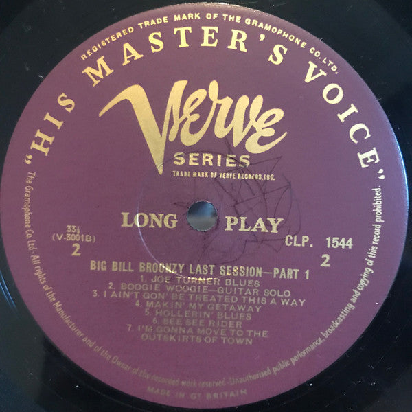 Big Bill Broonzy : Last Session Part 1 (LP, Album, Mono)