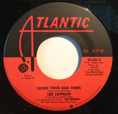 Led Zeppelin : Good Times Bad Times (7", Single, RE, Spe)
