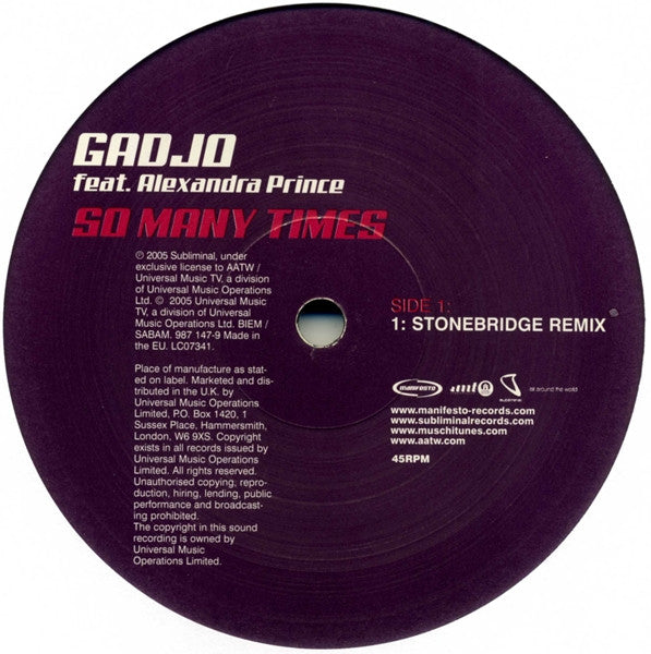 Gadjo Feat. Alexandra Prince : So Many Times (12")