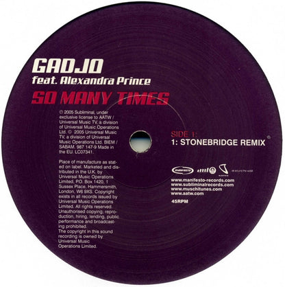 Gadjo Feat. Alexandra Prince : So Many Times (12")