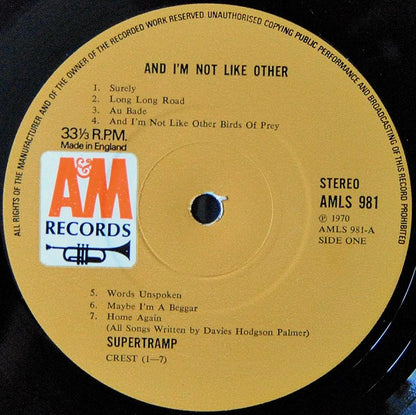 Supertramp : And I'm Not Like Other (LP, Album)
